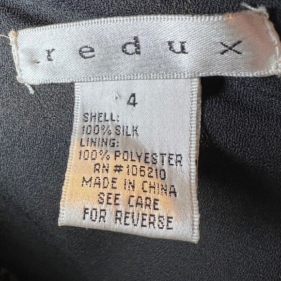 Redux Philip Dicaprio Elegant Black 100% Silk V-Neck Formal Dress Sz 4 - Picture 6 of 6